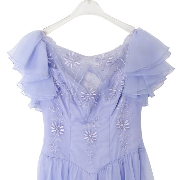 Eve of Milady 1980s Vintage Lavender Purple Union Made Bridesmaid Dress Gown 8 - Picture 2 of 7